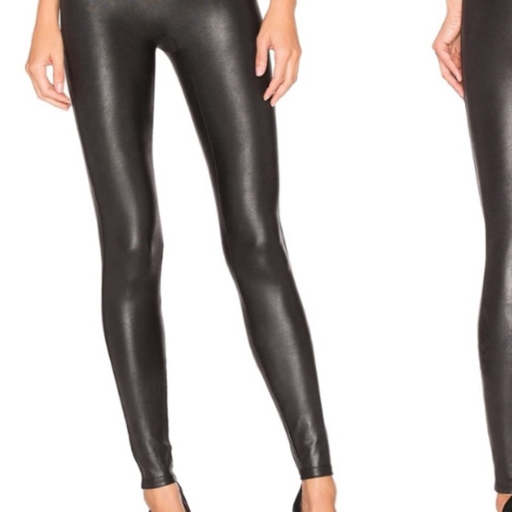 SPANX Shiny Black Faux Leather Leggings